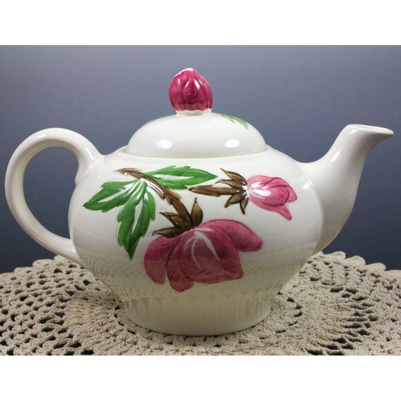 Vintage Silverite Musical Teapot Pink Floral Plays "Tea For Two" Thorens 18 Note - Picture 2 of 12